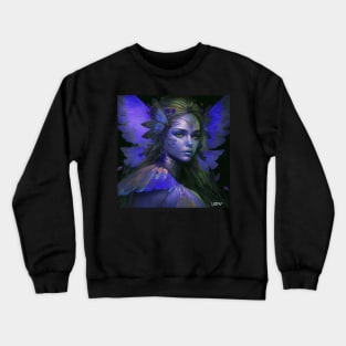 deep tenshi fairy ecopop in butterfly wings in purple art Crewneck Sweatshirt